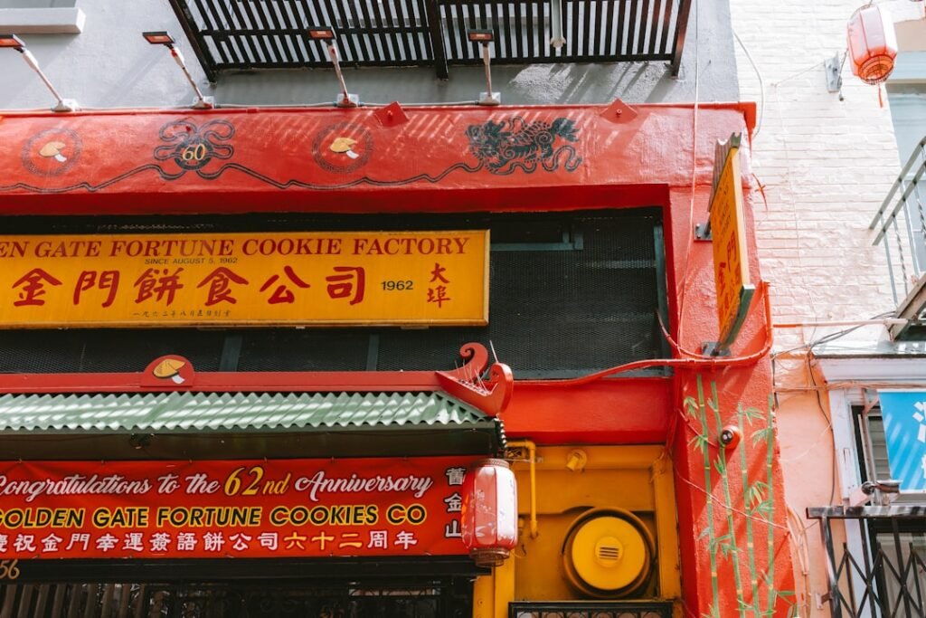 A chinese fortune cookie factory is shown.